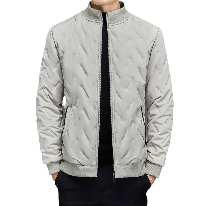Men's lightweight quilted city insulation jacket with diagonal structure, stand-up collar, and two-way zipper Mune Fashion