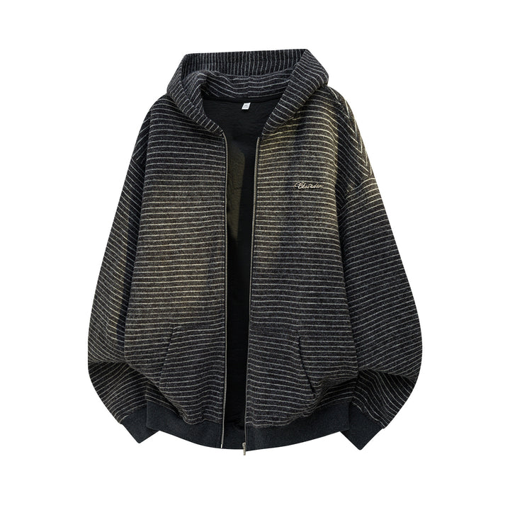 Unisex Oversize Hoodie with continuous zipper, fine stripe knit and kangaroo pockets Mune Fashion