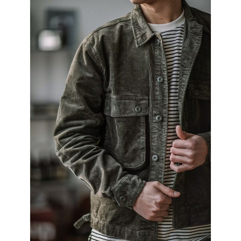 Men's Robust Cord Overshirt in Worker Look with Applied Flap Pockets Mune Fashion