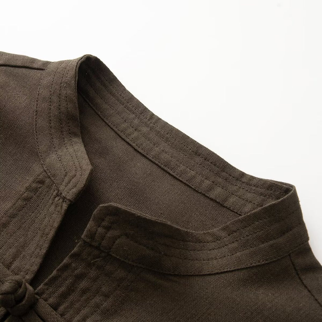 Ladies wide blouse jacket with stand collar and knot closure Mune Fashion