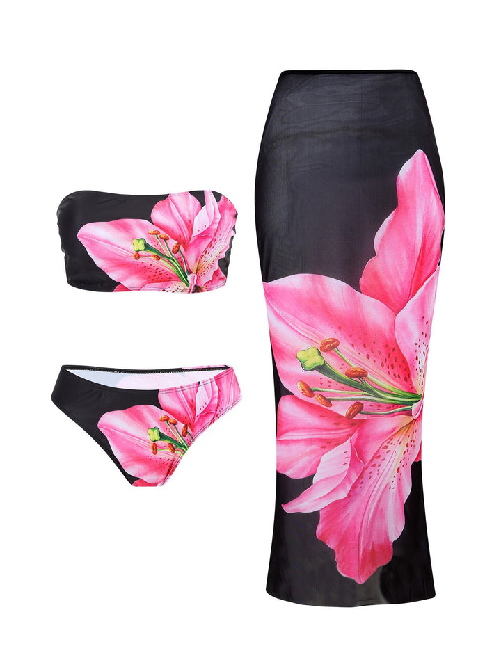 Women Elegant Beachwear with Floral Pattern Mune Fashion