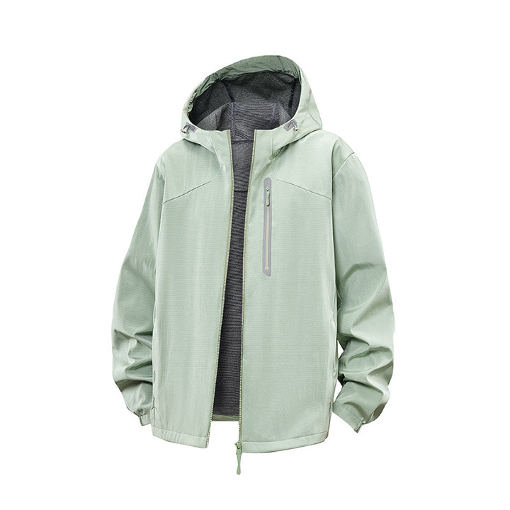 Men's Lightweight Hooded Windbreaker with Water-Repellent Membrane and Reflective Zipper Pockets Mune Fashion