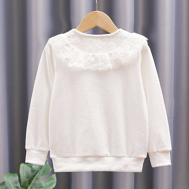 Girl sweatshirt with romantic lace collar Mune Fashion
