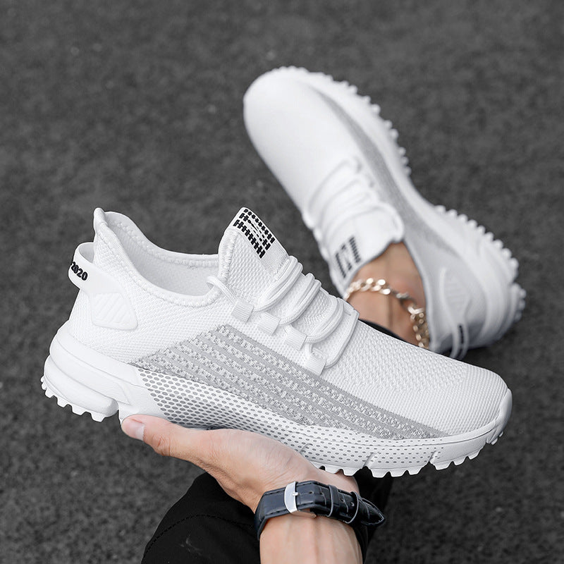 Men's breathable knitted sneakers with textured sole and padded heel cuff Mune Fashion