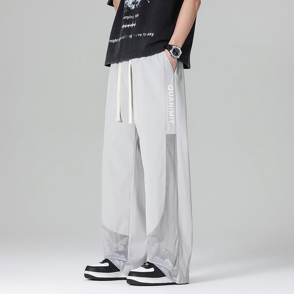Men's sporty leisure pants with mesh inserts