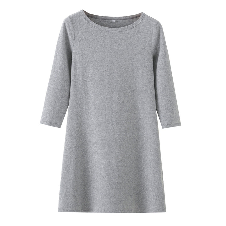 Ladies Cozy A-Line Sweat Dress with 3/4 Sleeves and Round Neckline Mune Fashion