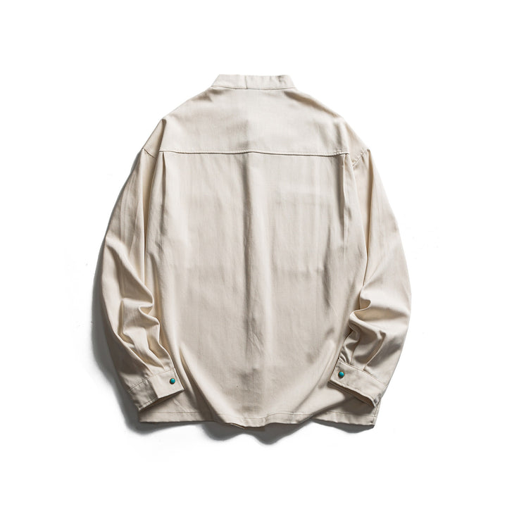 Men's Workwear Overshirt with Stand-up Collar and Hidden Button Placket Mune Fashion