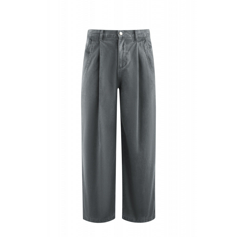 Women's High-Waisted Culotte Pants with Wide Leg, Pleats and Soft Denim Feel Mune Fashion