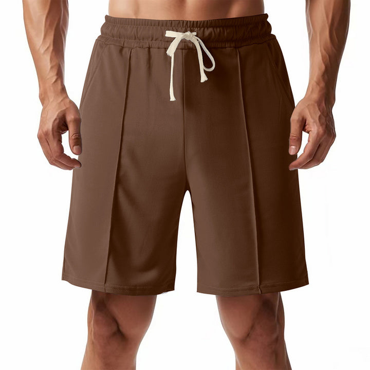 Men's knee-length relaxed Bermuda shorts with flat crease, elastic drawstring waistband and side pockets Mune Fashion