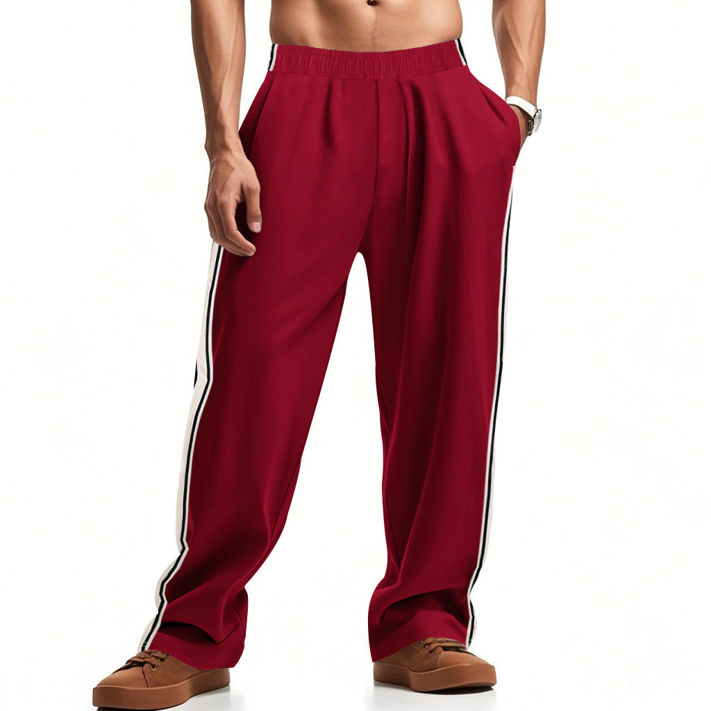 Men's casual sweat joggers with elastic waistband, side double stripes, and soft cotton blend Mune Fashion