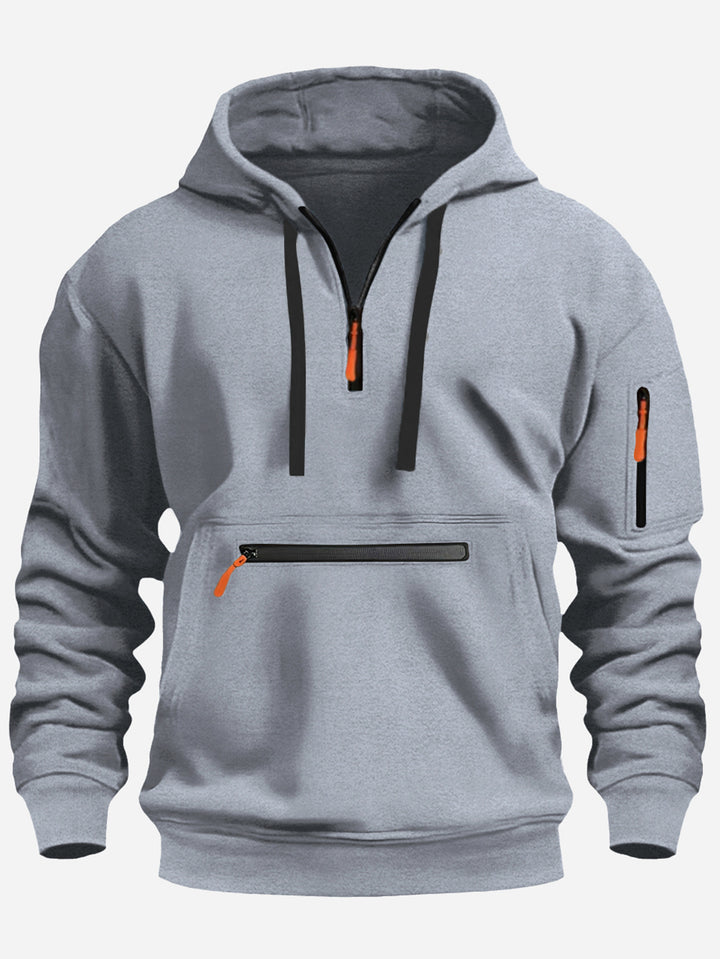 Men's nan technical half-zip hoodie with front zip pocket and sleeve pocket Mune Fashion