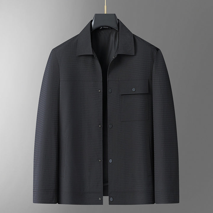 Men's lightweight shirt jacket made of structured ripstop look with snap button placket Mune Fashion