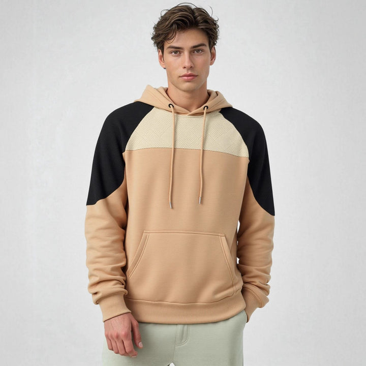 Men's hoodie with textured inserts and kangaroo pocket Mune Fashion