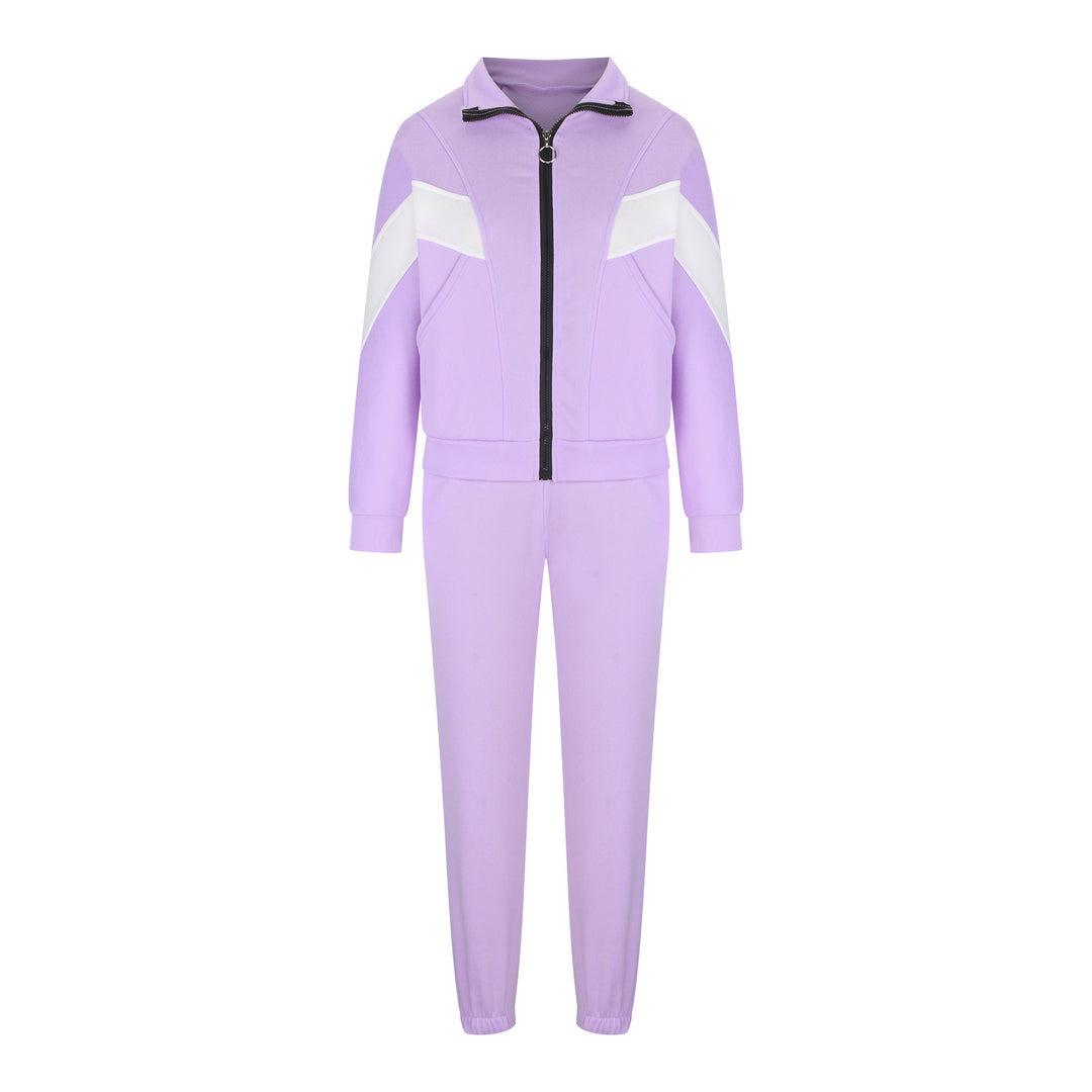 Women's athletic training set with ring zipper, inset pockets, and contrasting arm panels Mune Fashion