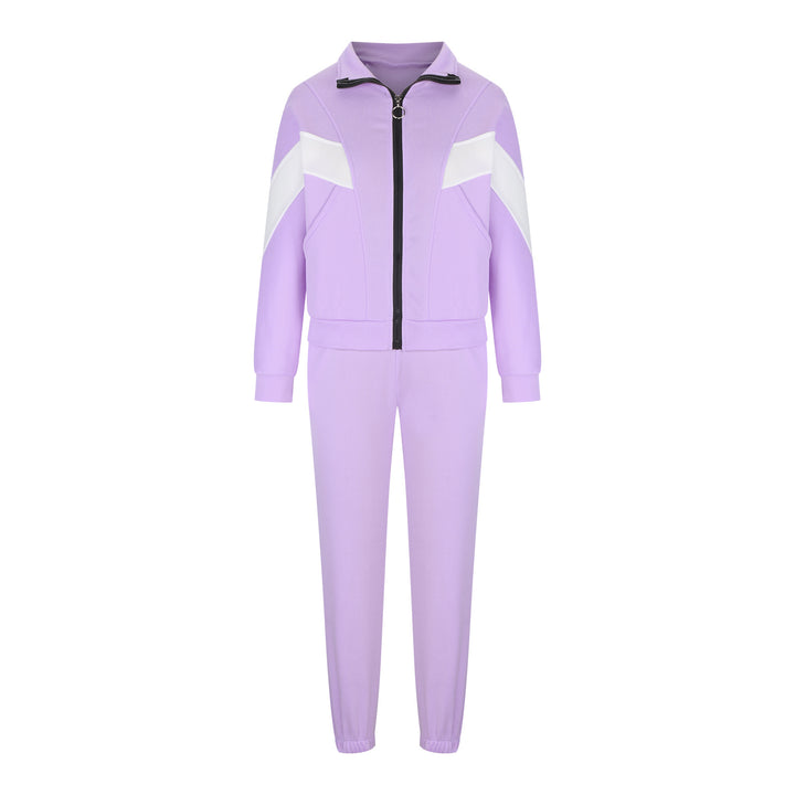 Women's athletic training set with ring zipper, inset pockets, and contrasting arm panels Mune Fashion