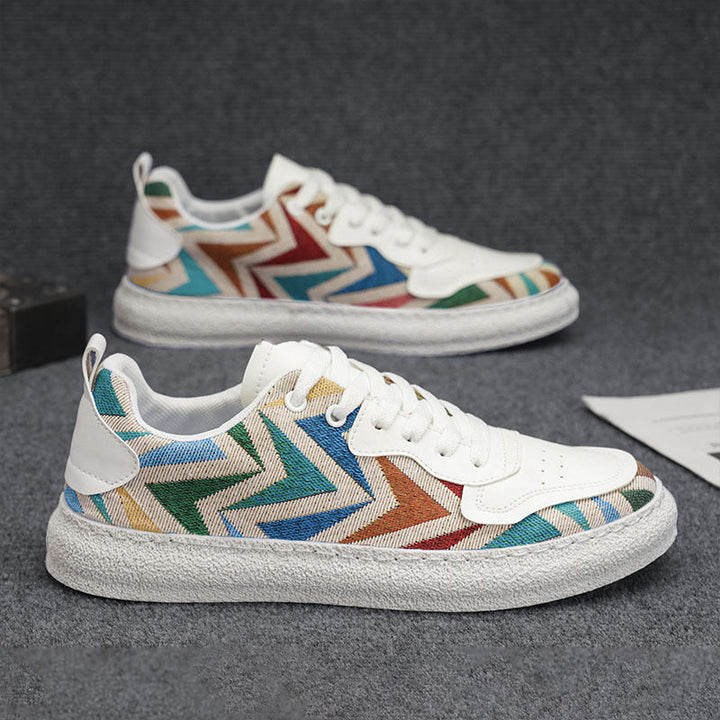 Women's Fashion Sneakers with Colorful Zigzag Pattern and Comfortable Cushioning Mune Fashion