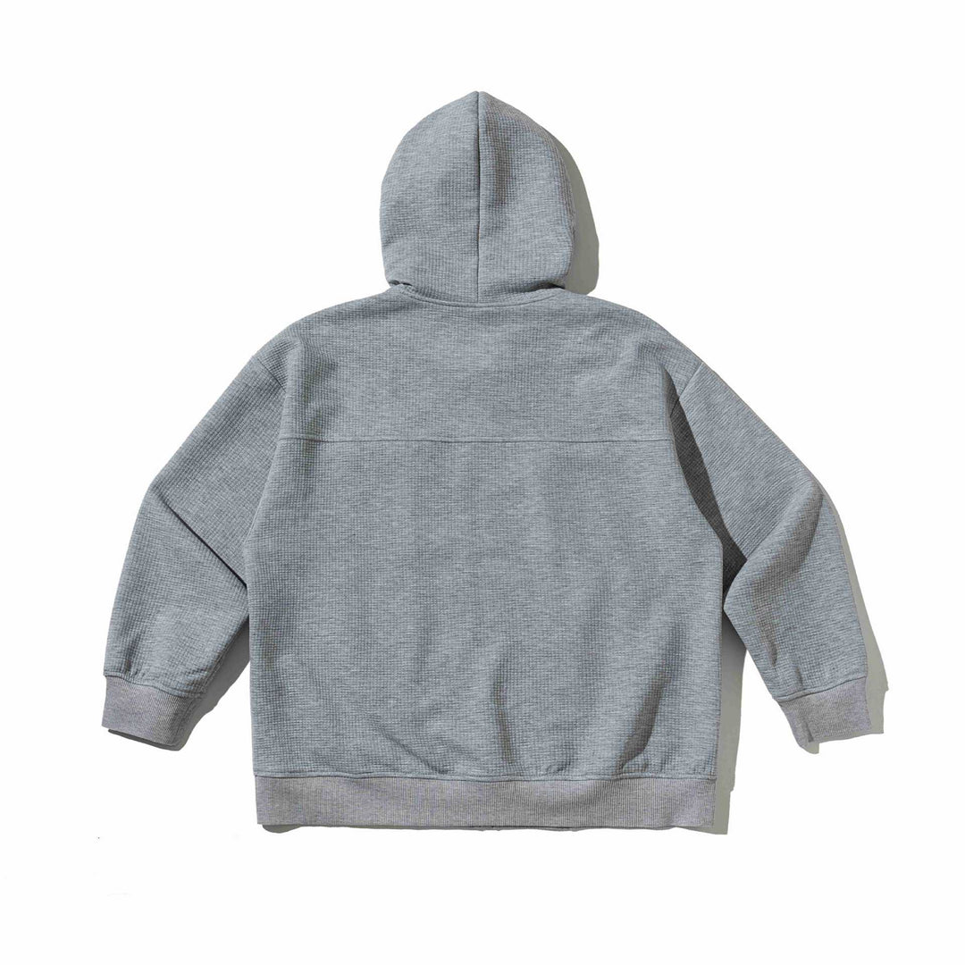 Unisex Textured Hooded Zip Jacket with Waffle Structure and Front Pockets Mune Fashion