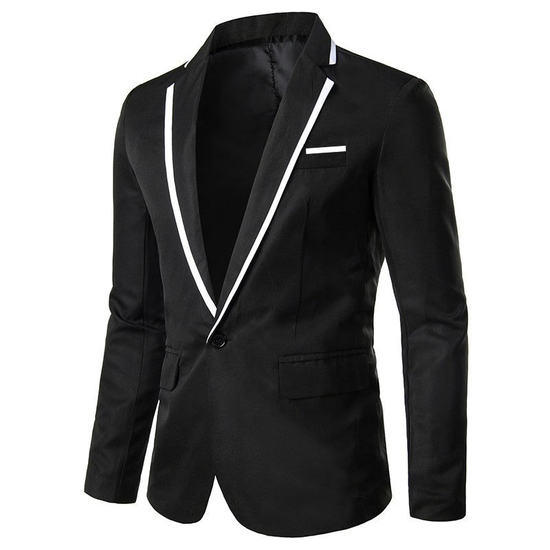 Men's fitted single-button evening blazer with contrast piping on the lapel Mune Fashion