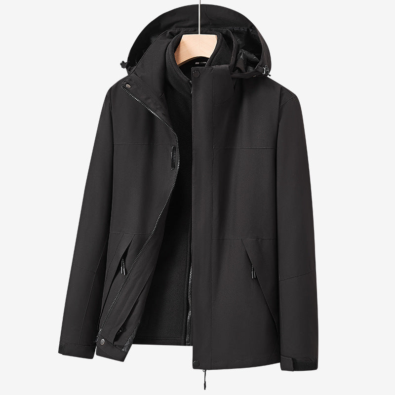 Unisex two-layer water-repellent outdoor jacket with hood and color block design Mune Fashion