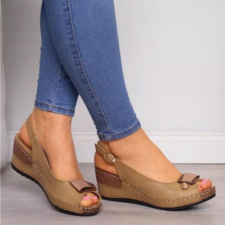Damen Keil‑Slingback‑Sandalen mit gepolstertem Komfortfußbett und Zierschleife Mune Fashion