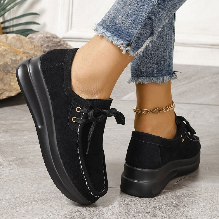 Damen Keilsneaker im Mokassinstil mit Veloursoptik und gepolsterter Komfortsohle Mune Fashion