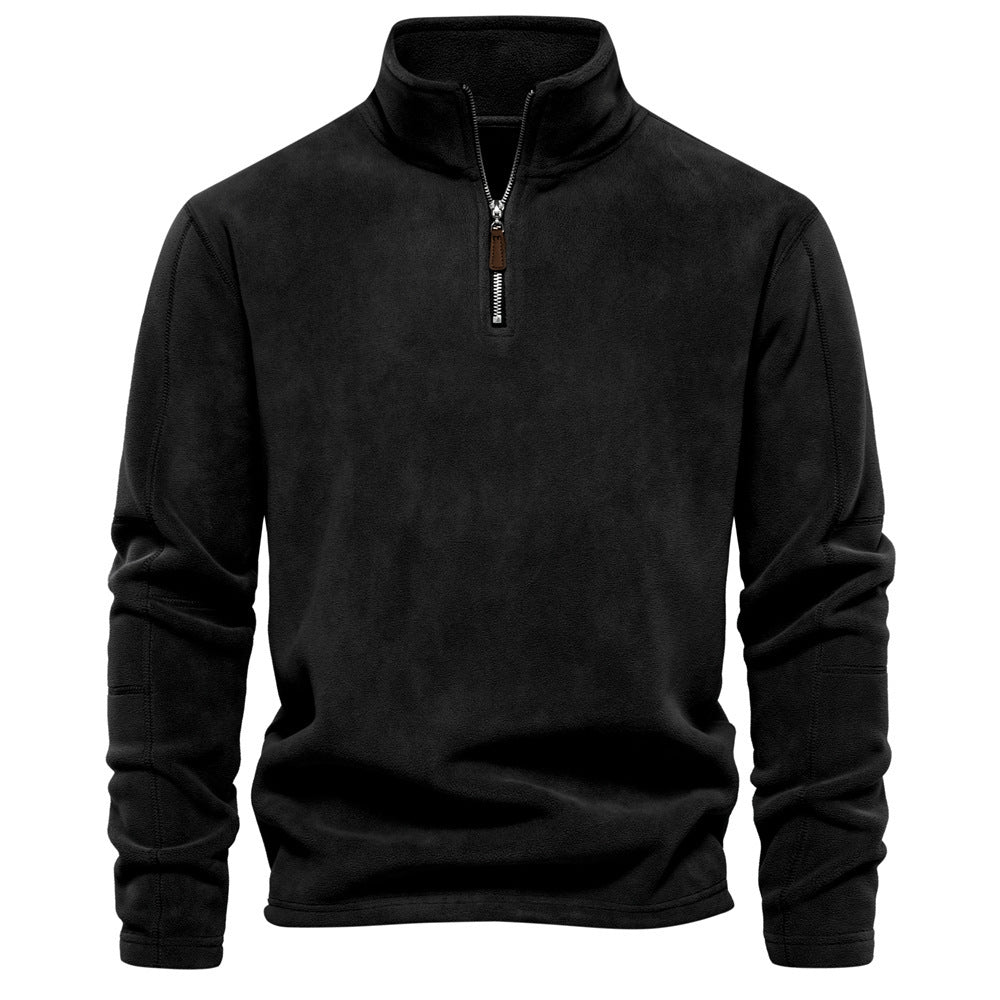 Men's lightweight fleece pullover with short zipper and stand-up collar Mune Fashion