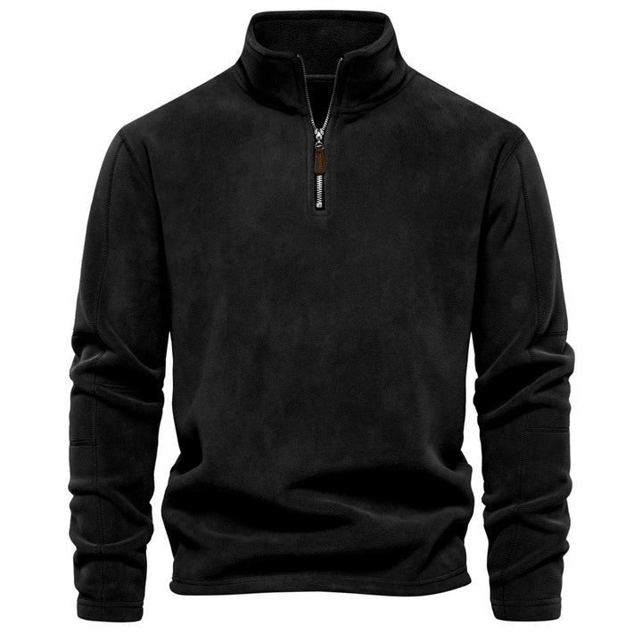 Men's lightweight fleece pullover with short zipper and stand-up collar Mune Fashion