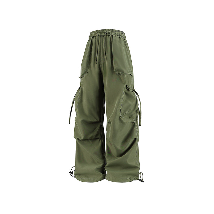 Men's Oversized Cargo Trousers in Baggy Utility Cut with Elastic Waistband, Flap Pockets and Adjustable Hem Closures Mune Fashion
