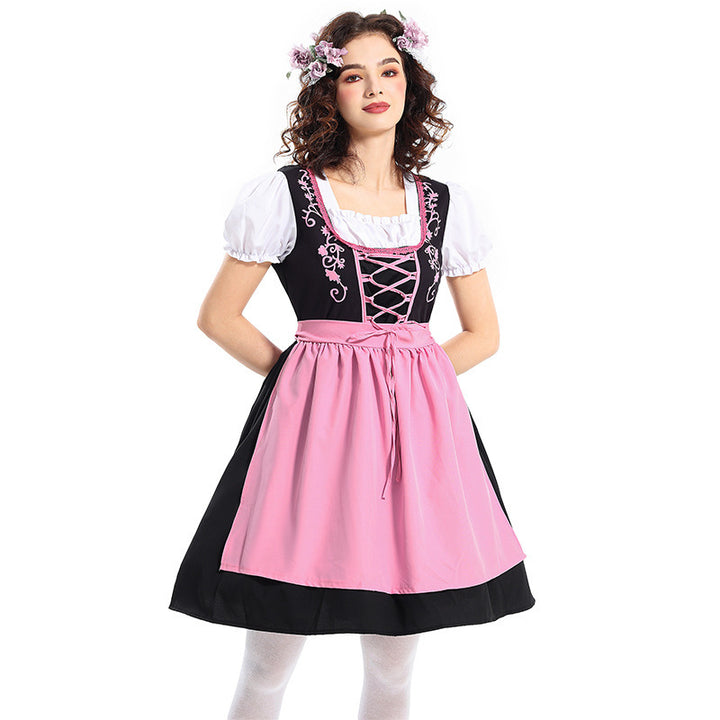 Women's traditional dirndl dress with decorative lacing and removable apron Mune Fashion