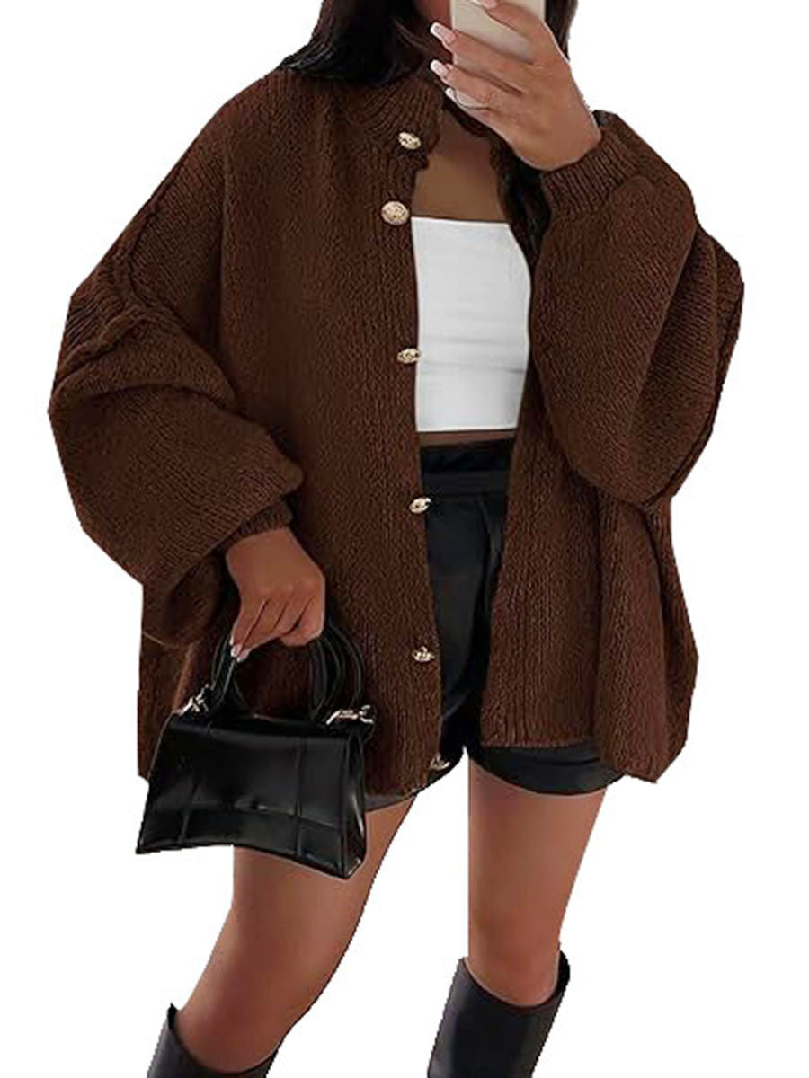 Women's Fluffy Cardigan with Dropped Shoulders Mune