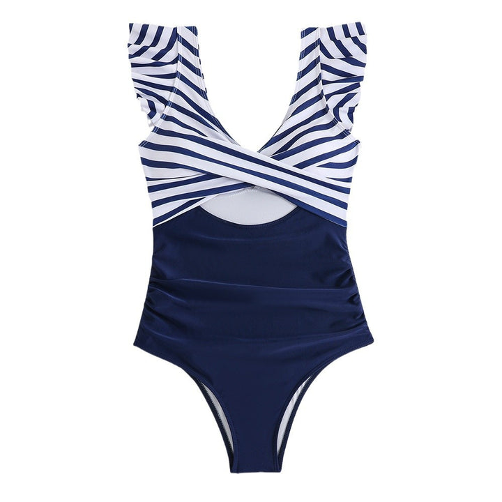 Women's one-piece swimsuit with modern cut and sophisticated ruffle details Mune Fashion