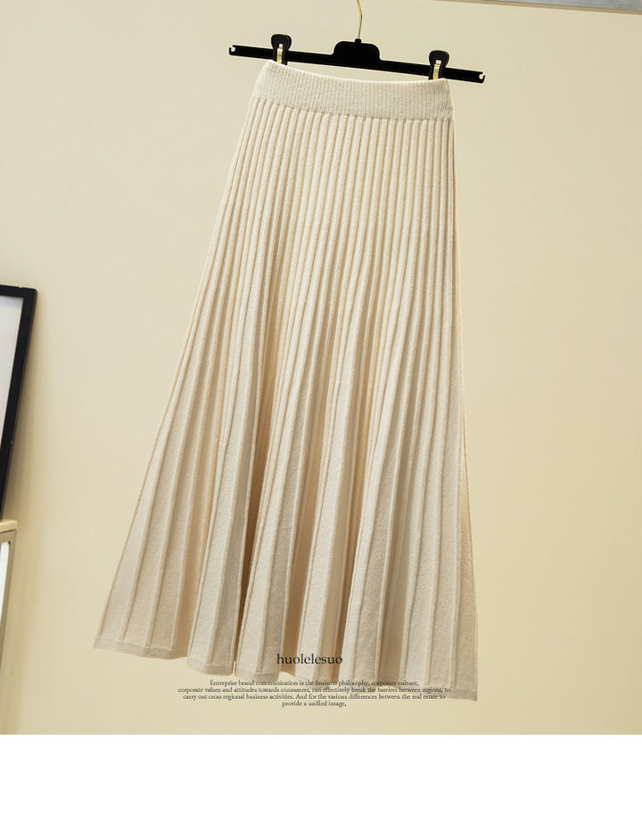 Ladies Pleated Maxi Skirt made of soft knit Mune Fashion 1787632206