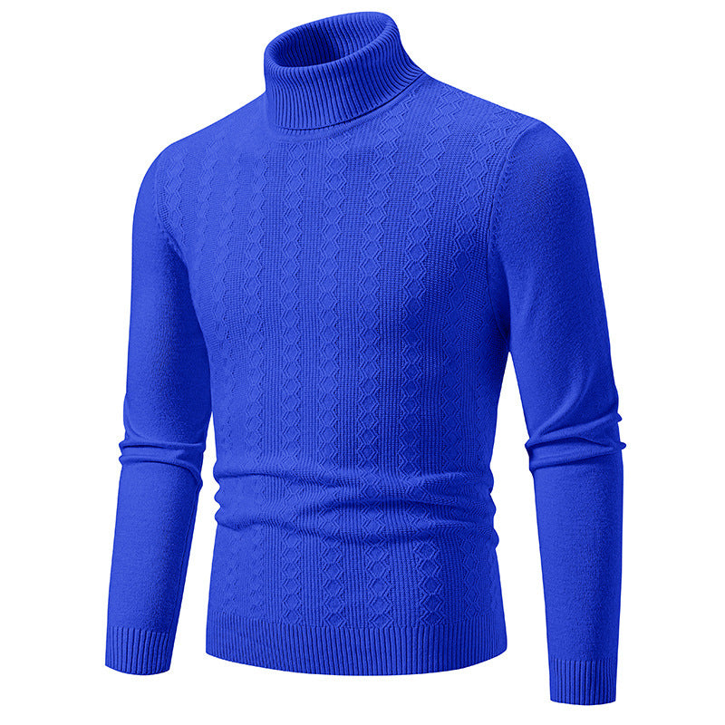 Men's fine turtleneck sweater made of fine knit with cable pattern and narrow silhouette Mune Fashion