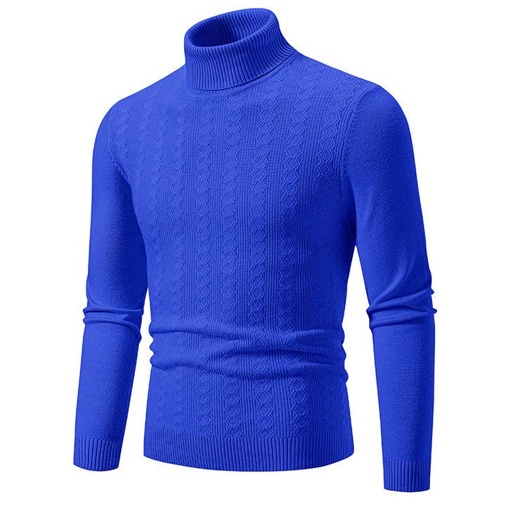 Men's fine turtleneck sweater made of fine knit with cable pattern and narrow silhouette Mune Fashion