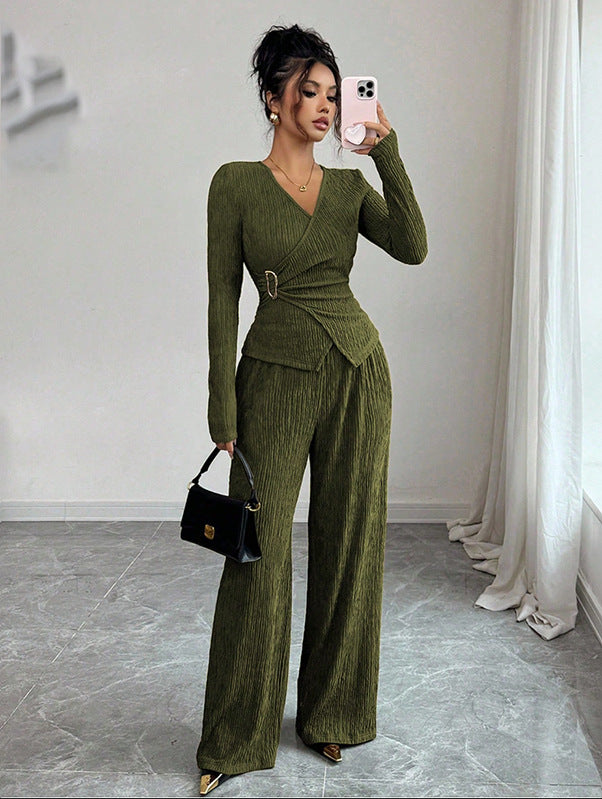 Women's Fashionable Jumpsuit with Wrap Look Mune Fashion