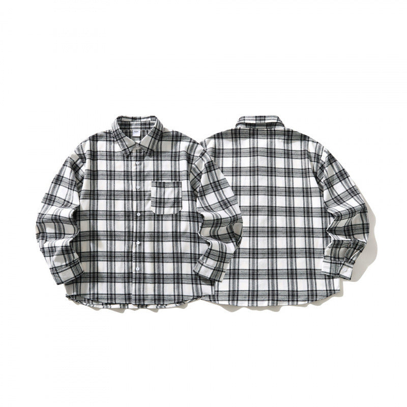 Unisex Oversize checkered flannel overshirt with shirt collar and chest pocket Mune Fashion