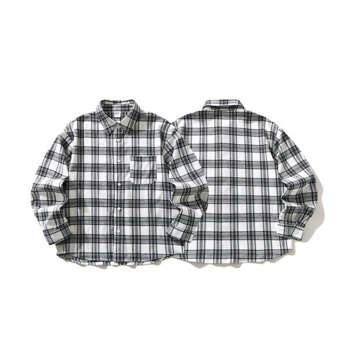 Unisex Oversize checkered flannel overshirt with shirt collar and chest pocket Mune Fashion