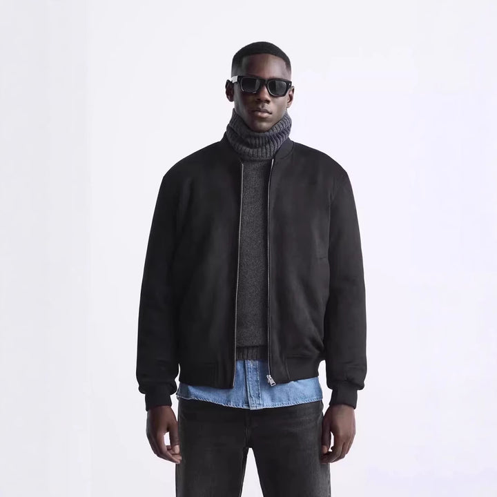 Men's short bomber jacket in minimalist style with ribbed hem Mune Fashion