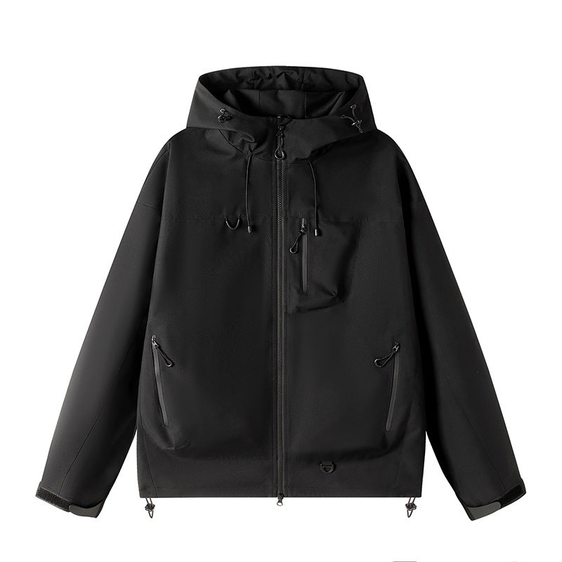 Men's Lightweight Tech Softshell Jacket with Hood, Adjustable Hem and Contrast Zippers Mune Fashion