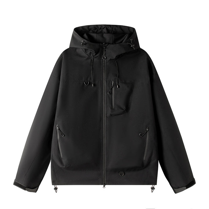 Men's Lightweight Tech Softshell Jacket with Hood, Adjustable Hem and Contrast Zippers Mune Fashion