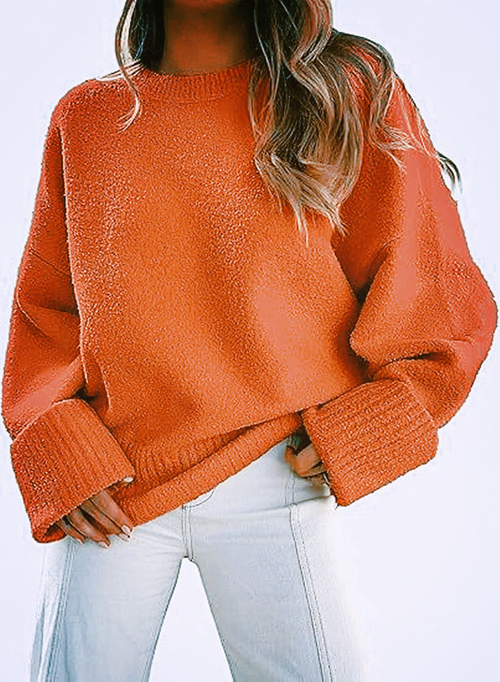 Women's Oversized Boucle Knit Sweater with Drop Shoulder and Wide Cuffs Mune Fashion