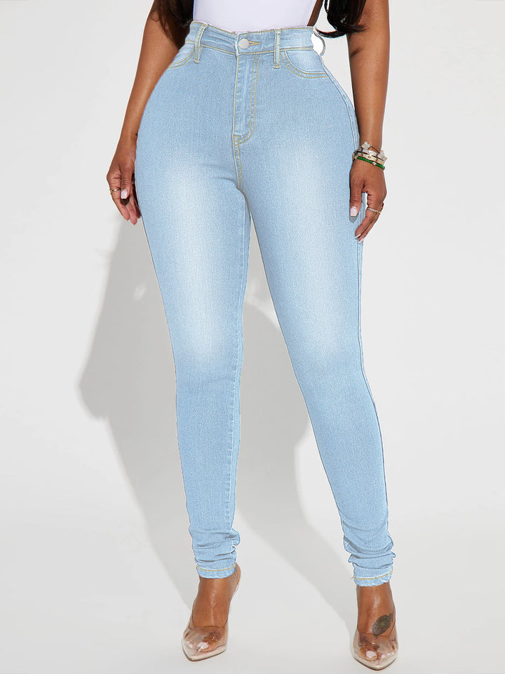 Women High-Waist Skinny Jeans with shaping stretch and slim leg Mune Fashion