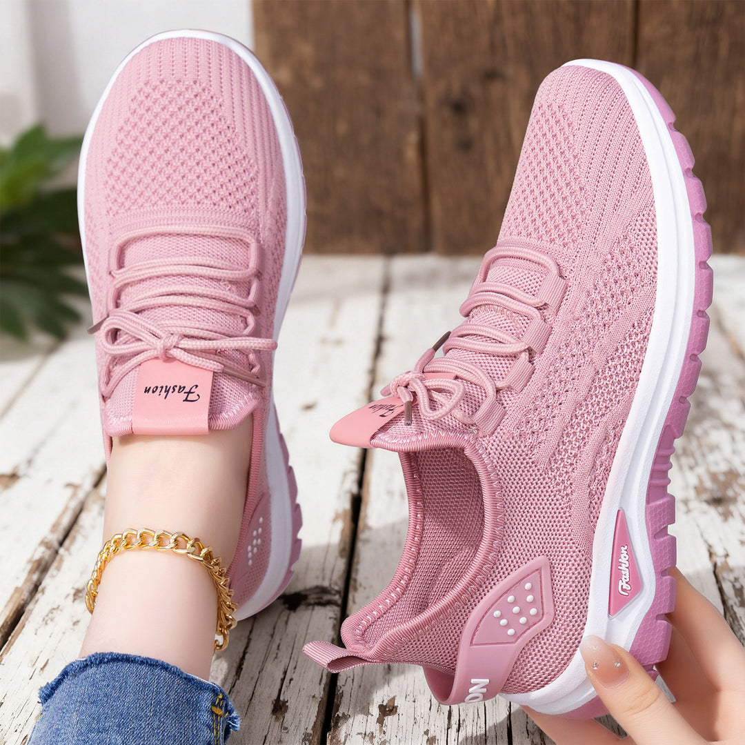 Women's sock-like knit-fit sneakers with elastic lacing, perforated heel reinforcement, and cushioned platform sole Mune Fashion