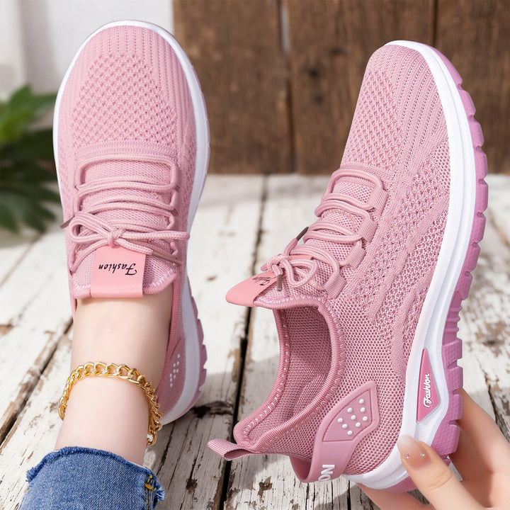 Women's sock-like knit-fit sneakers with elastic lacing, perforated heel reinforcement, and cushioned platform sole Mune Fashion