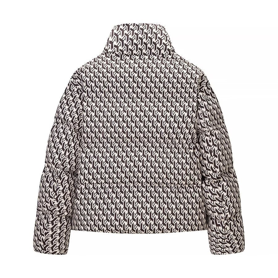Women's quilted jacket with high collar and graphic jacquard pattern Mune Fashion