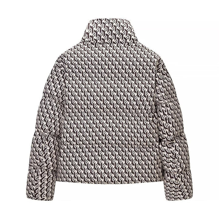 Women's quilted jacket with high collar and graphic jacquard pattern Mune Fashion