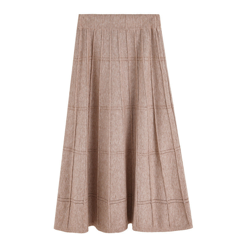 Women's Elegant, Pleated Maxi Skirt with Fine Ribbed Texture Mune Fashion