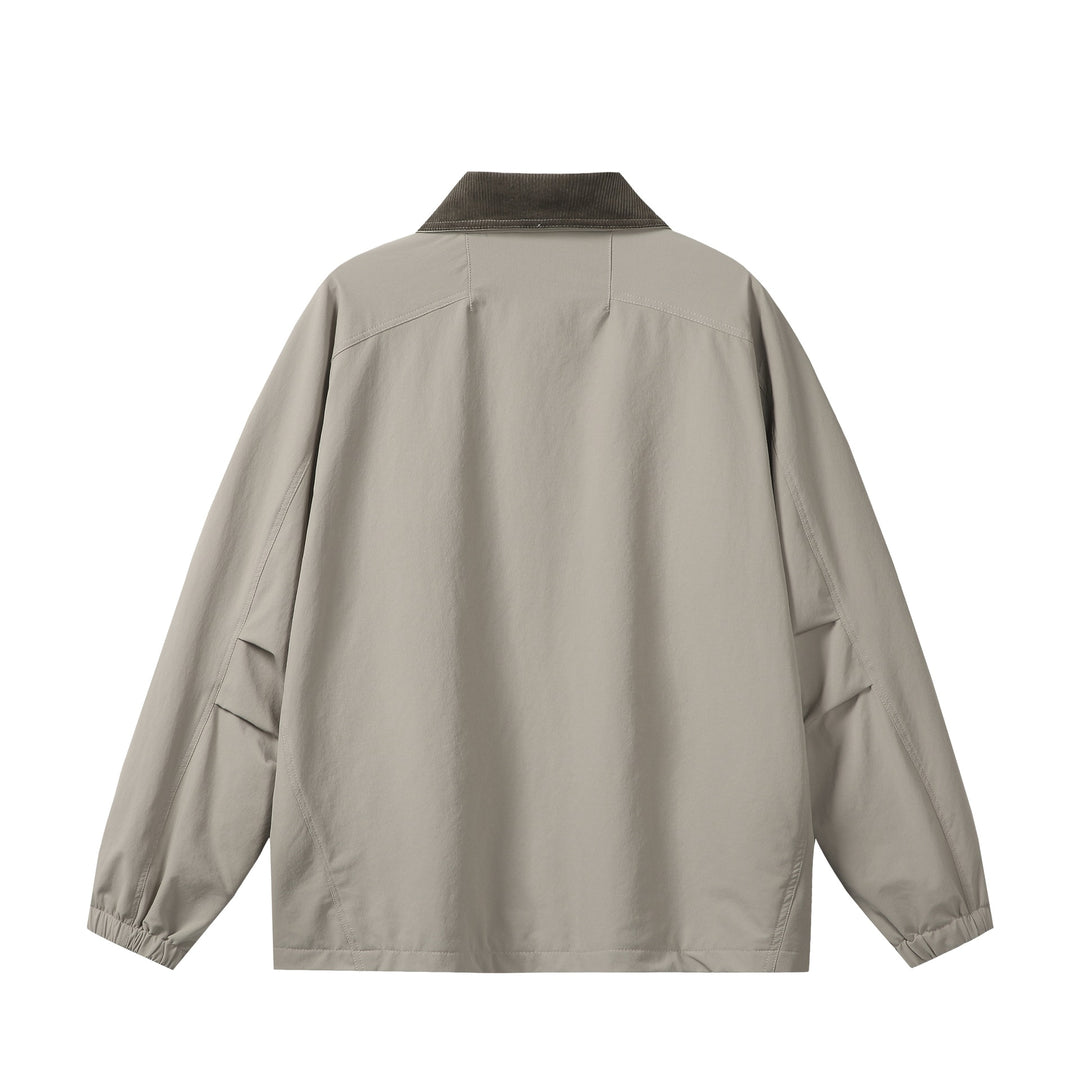Unisex Short Cut Boxy Blouson with Cord Collar, Zipper and Utility Flap Pockets Mune Fashion