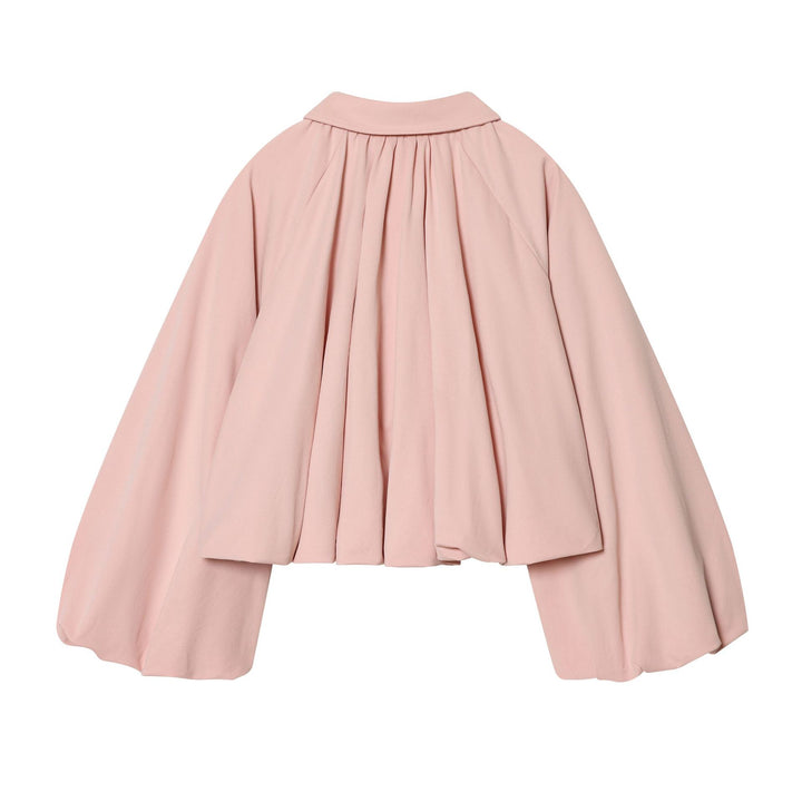 Women's fitted cape jacket with gathered front, zipper, and balloon-shaped sleeves Mune Fashion