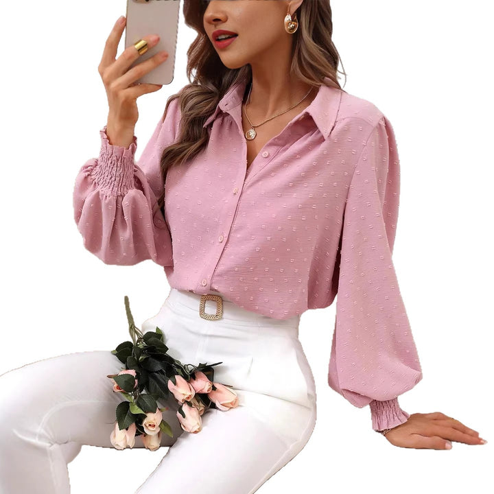 Women Elegant Blouse with Puff Sleeves Mune Fashion